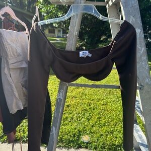 Brown Princess Polly Long Sleeve Crop Top